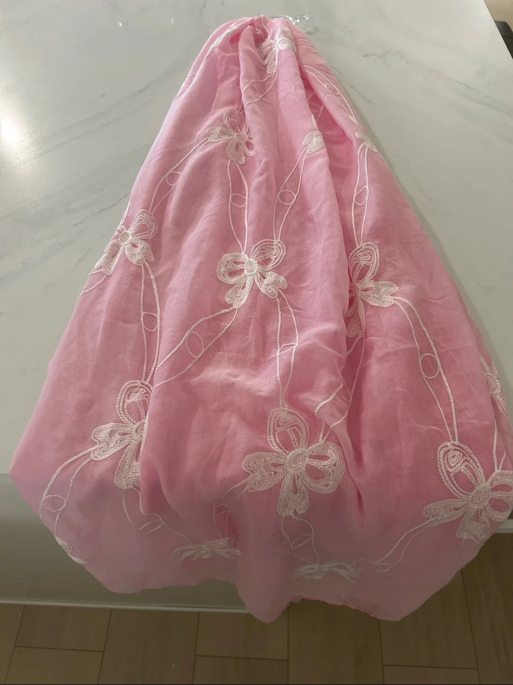 Jessica McClintock Pink Floral Embroidered Scarf
